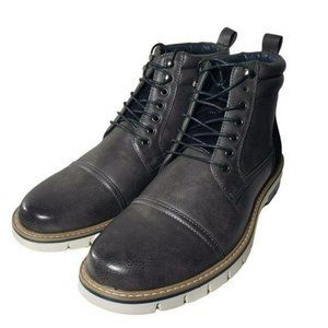 Vance & Co Mens Dark Grey Vegan Leather Lucien Lace Up Cap Toe Ankle Boots Sz 13